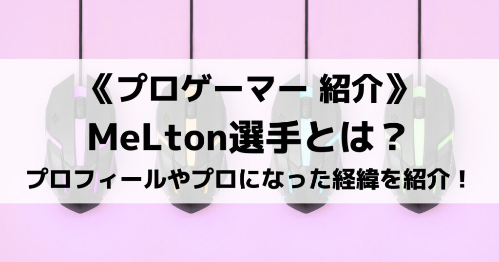 メルトン/MeLtonがプロゲーマーになる経緯は？名前の由来やデバイスもの画像